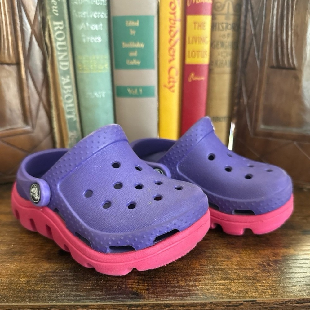 Kids Purple and Pink Crocs